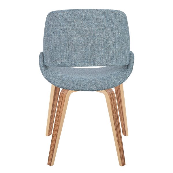 Fabrico Zebra Wood Blue Mid Century Modern Accent Chairs Set of 2 4