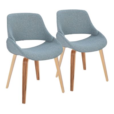 Fabrico Zebra Wood Blue Mid-Century Modern Accent Chairs (Set of 2)