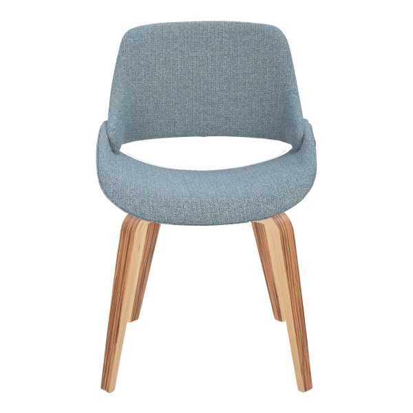 Fabrico Zebra Wood Blue Mid Century Modern Accent Chairs Set of 2 5