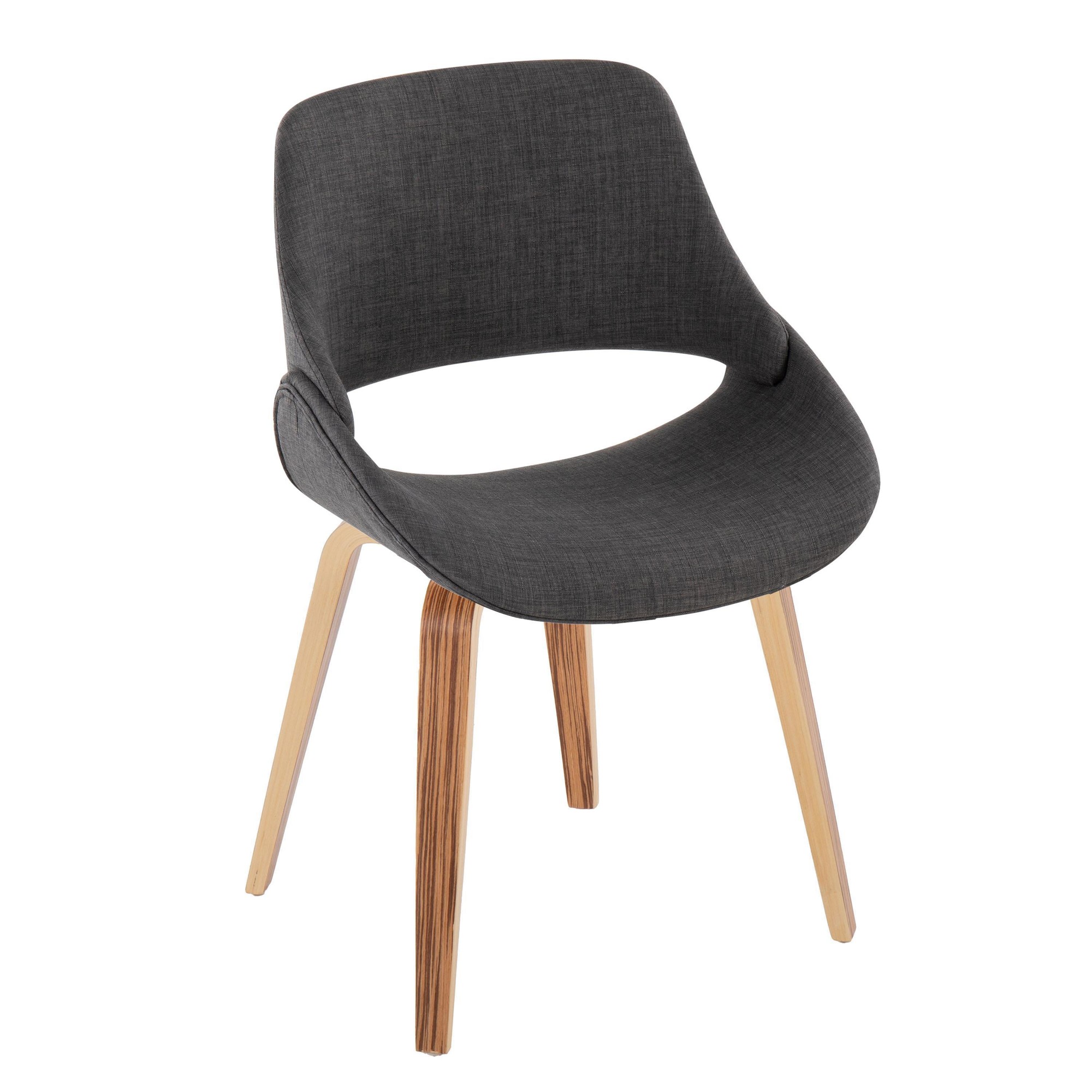 Fabrico Zebra Wood Charcoal Mid-Century Modern Chairs (Set of 2) 2 Fabrico Zebra Wood Charcoal Mid-Century Modern Chairs (Set of 2) - Image 2