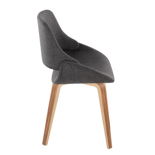 Fabrico Zebra Wood Charcoal Mid Century Modern Chairs Set of 2 2