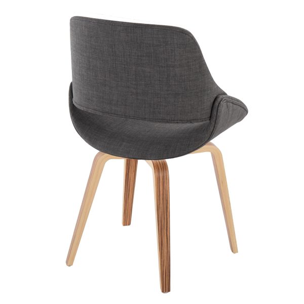 Fabrico Zebra Wood Charcoal Mid Century Modern Chairs Set of 2 3