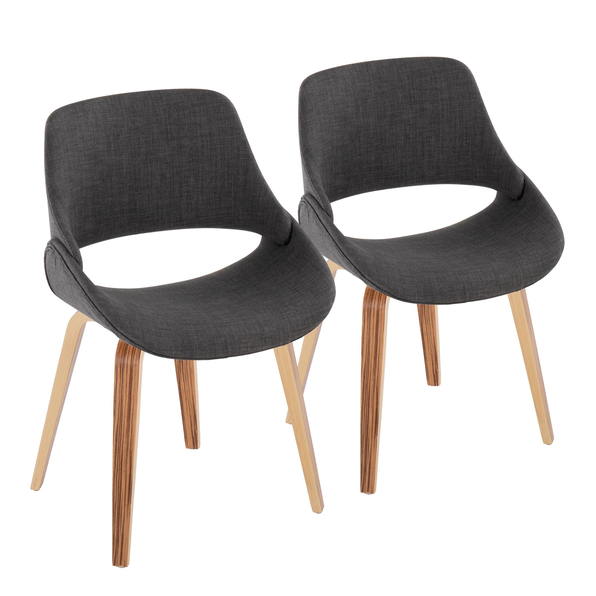 Fabrico Zebra Wood Charcoal Mid-Century Modern Chairs (Set of 2) 1 Fabrico Zebra Wood Charcoal Mid-Century Modern Chairs (Set of 2)