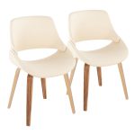 Fabrico Zebra Wood Cream Faux Leather Mid-Century Chairs (Set of 2)