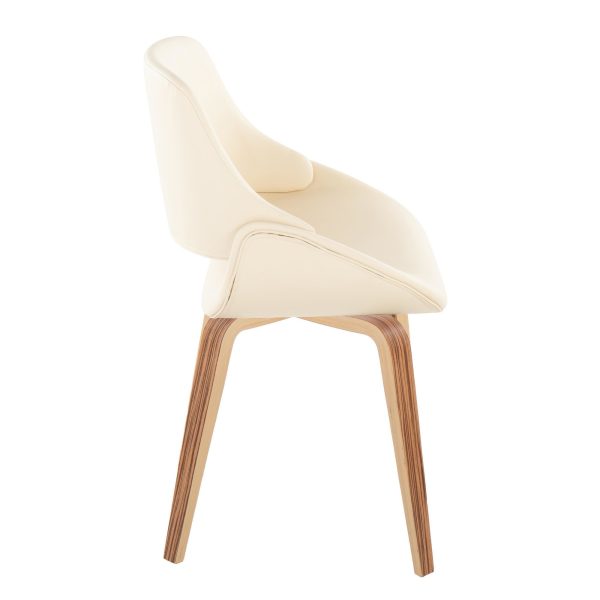 Fabrico Zebra Wood Cream Faux Leather Mid Century Chairs Set of 2 2
