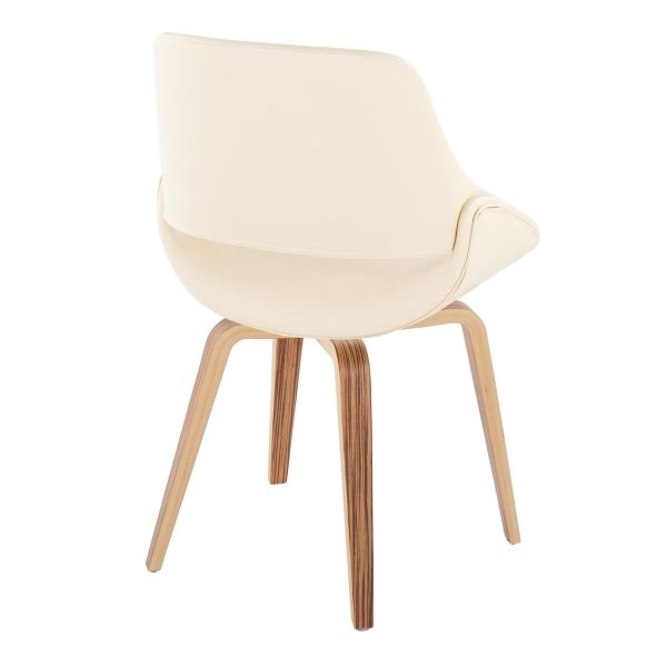 Fabrico Zebra Wood Cream Faux Leather Mid Century Chairs Set of 2 3