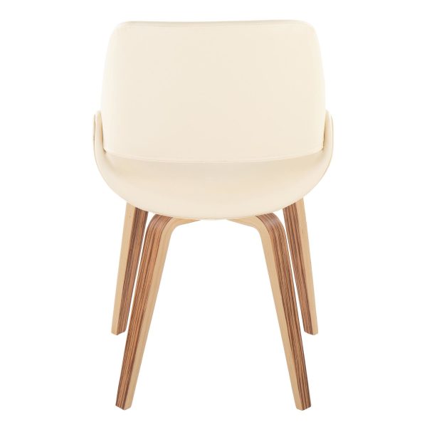 Fabrico Zebra Wood Cream Faux Leather Mid Century Chairs Set of 2 4