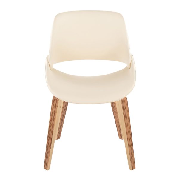 Fabrico Zebra Wood Cream Faux Leather Mid Century Chairs Set of 2 5