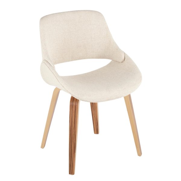 Fabrico Zebra Wood Cream Mid Century Modern Accent Chairs Set of 2 1