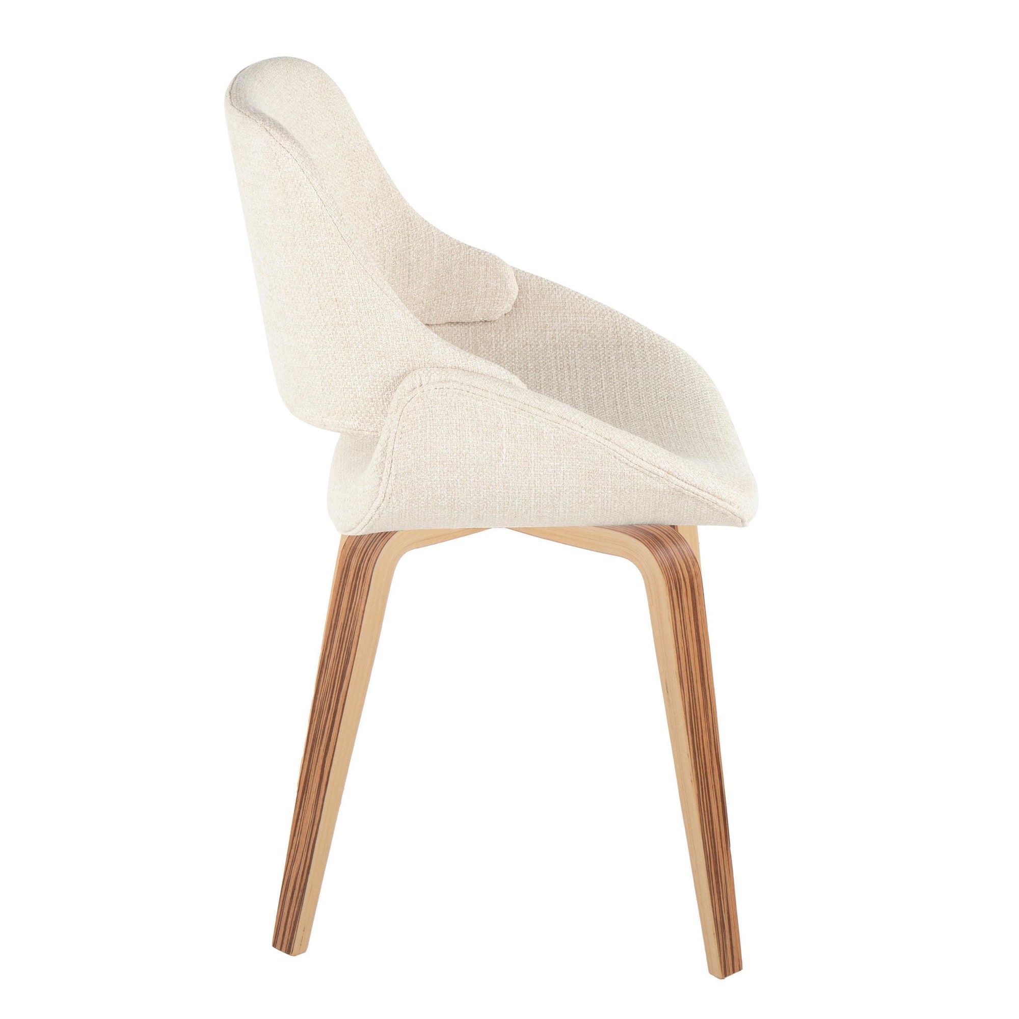 Fabrico Zebra Wood Cream Mid-Century Modern Accent Chairs (Set of 2) 3 Fabrico Zebra Wood Cream Mid-Century Modern Accent Chairs (Set of 2) - Image 3