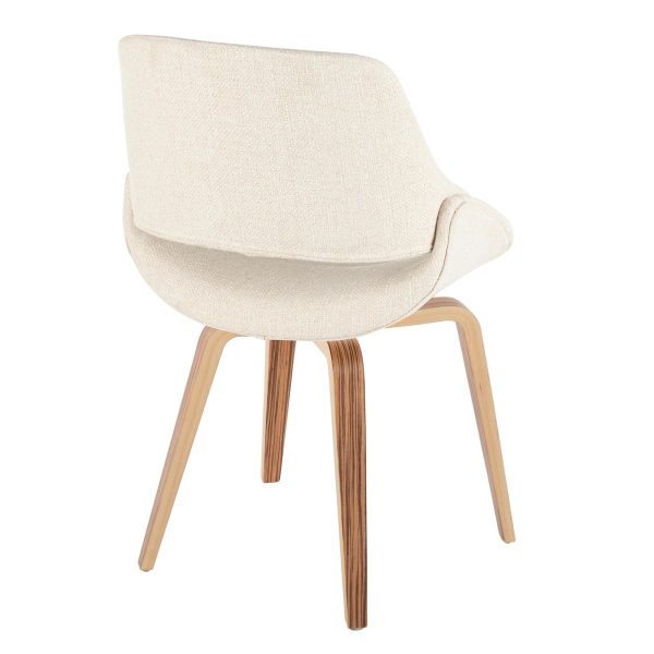 Fabrico Zebra Wood Cream Mid Century Modern Accent Chairs Set of 2 3