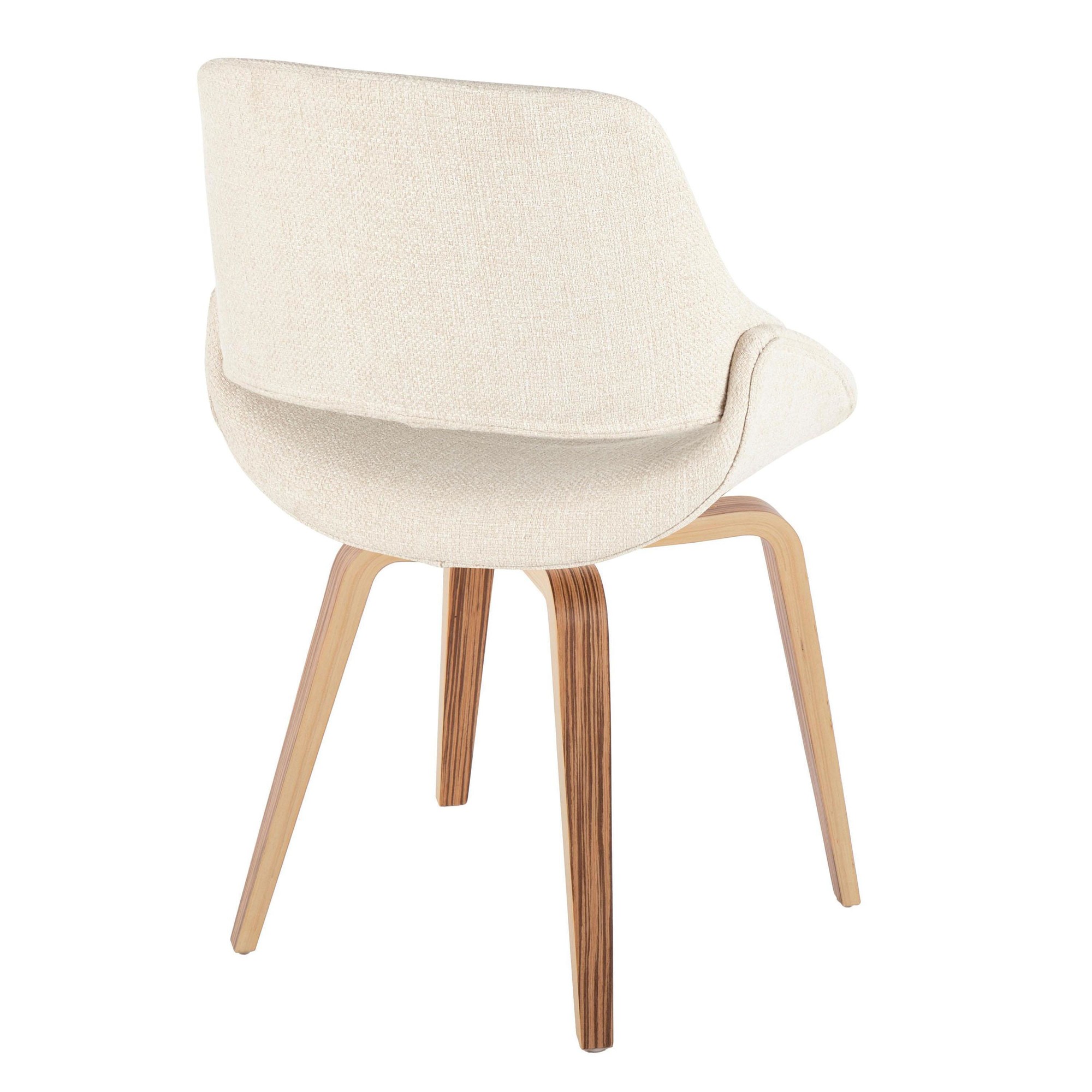 Fabrico Zebra Wood Cream Mid-Century Modern Accent Chairs (Set of 2) 4 Fabrico Zebra Wood Cream Mid-Century Modern Accent Chairs (Set of 2) - Image 4