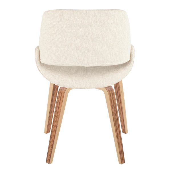 Fabrico Zebra Wood Cream Mid Century Modern Accent Chairs Set of 2 4