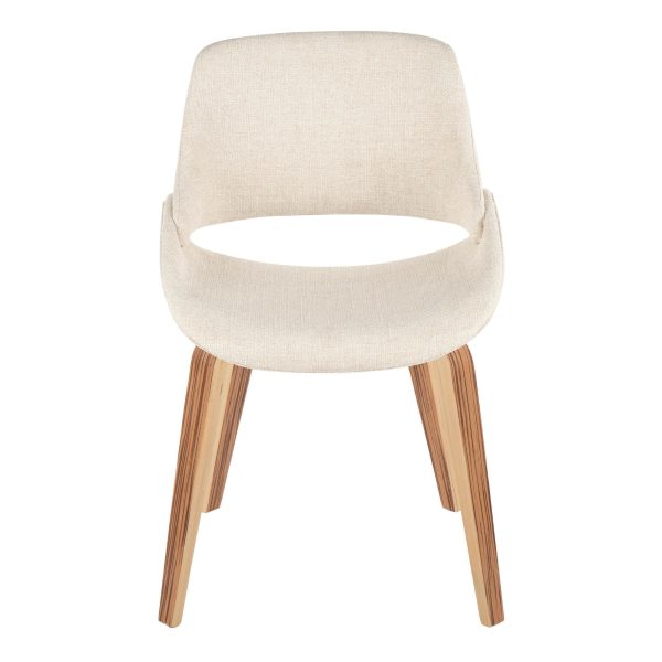 Fabrico Zebra Wood Cream Mid Century Modern Accent Chairs Set of 2 5
