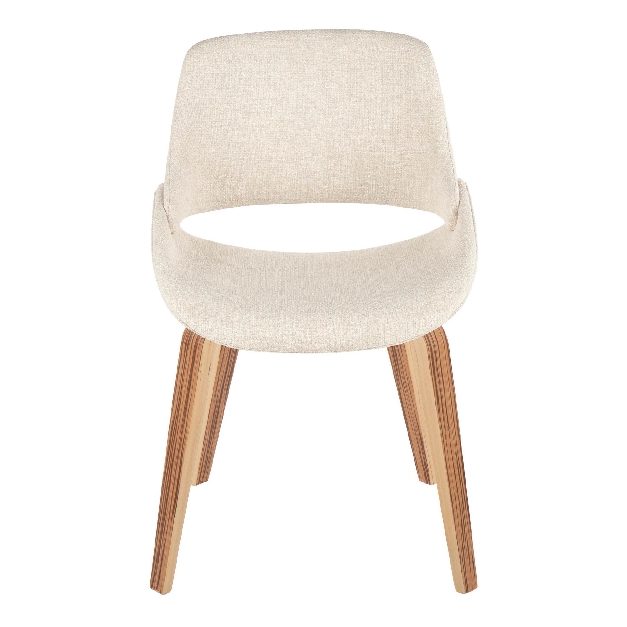 Fabrico Zebra Wood Cream Mid-Century Modern Accent Chairs (Set of 2) 6 Fabrico Zebra Wood Cream Mid-Century Modern Accent Chairs (Set of 2) - Image 6