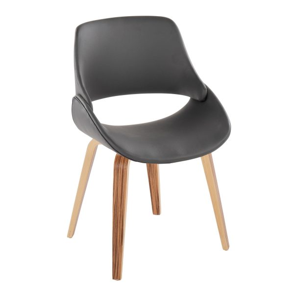 Fabrico Zebra Wood Grey Faux Leather Mid Century Chairs Set of 2 1
