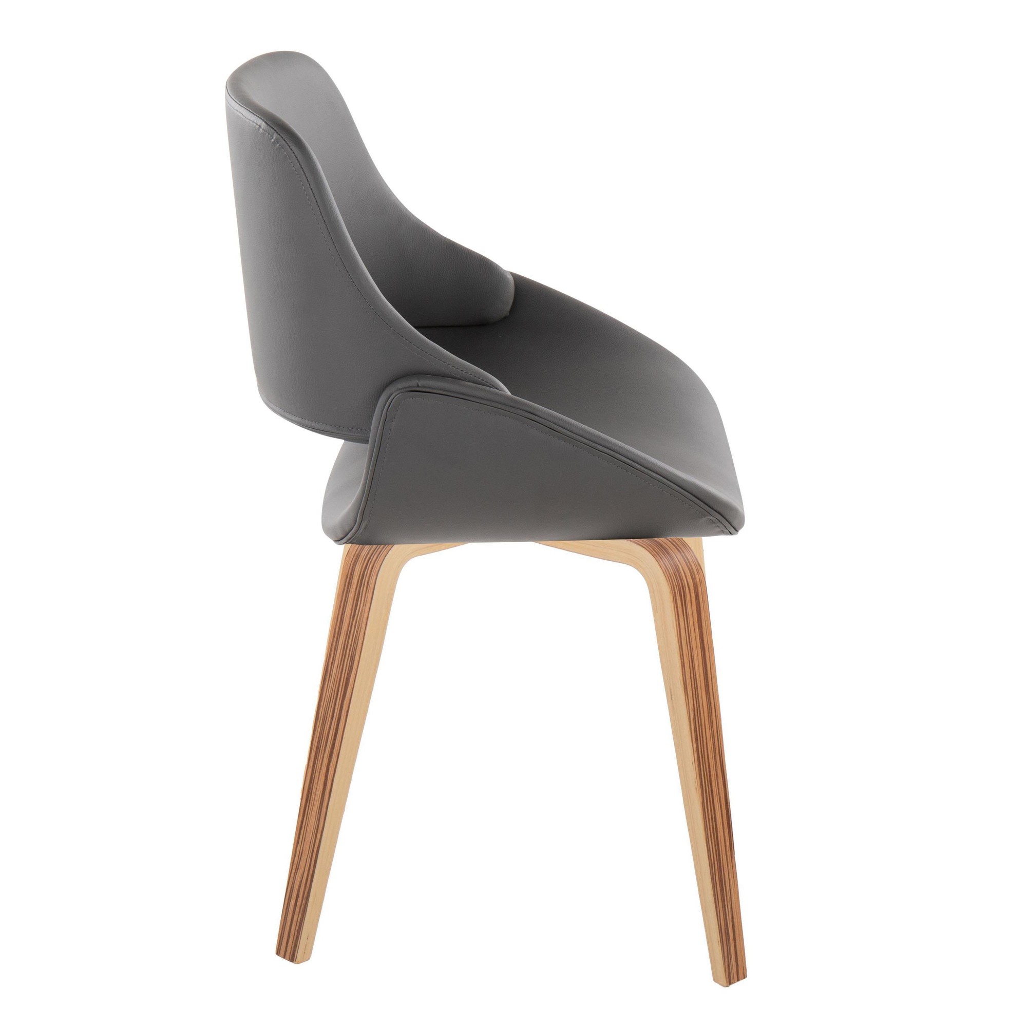 Fabrico Zebra Wood Grey Faux Leather Mid-Century Chairs (Set of 2) 3 Fabrico Zebra Wood Grey Faux Leather Mid-Century Chairs (Set of 2) - Image 3