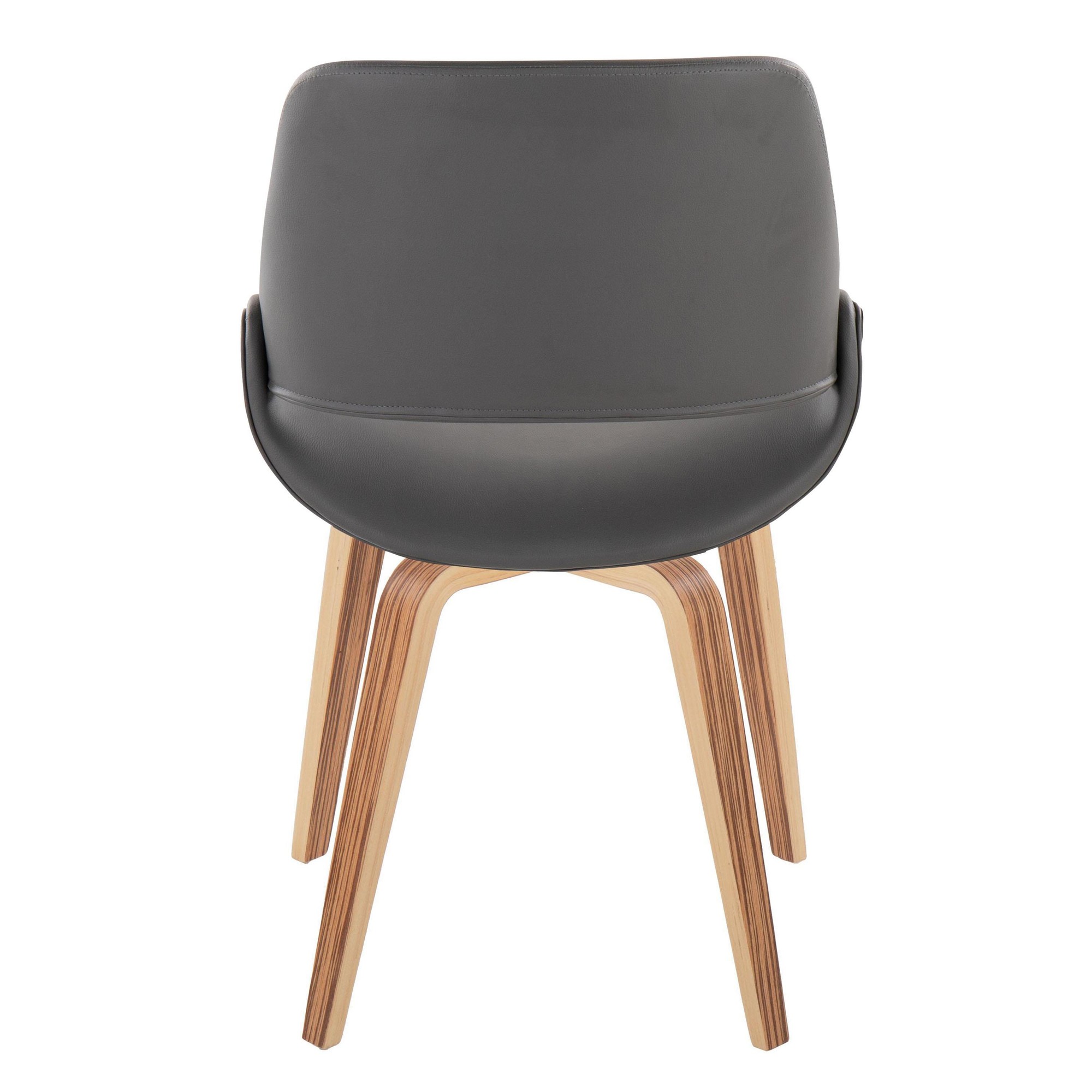 Fabrico Zebra Wood Grey Faux Leather Mid-Century Chairs (Set of 2) 5 Fabrico Zebra Wood Grey Faux Leather Mid-Century Chairs (Set of 2) - Image 5