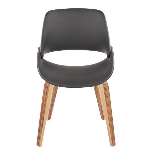 Fabrico Zebra Wood Grey Faux Leather Mid Century Chairs Set of 2 5