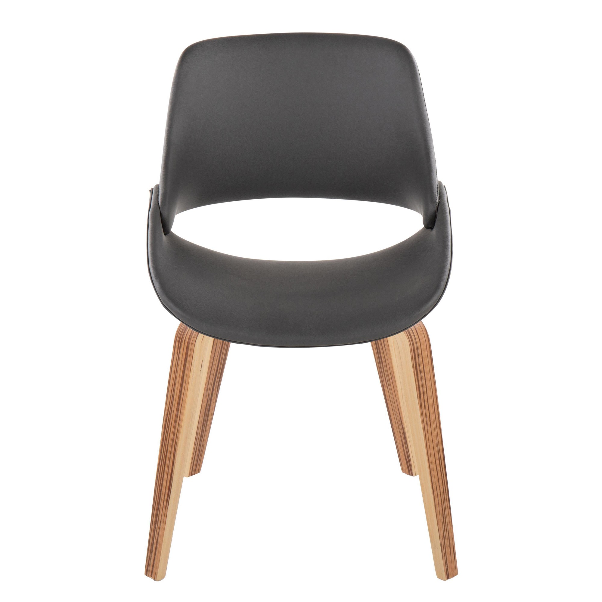 Fabrico Zebra Wood Grey Faux Leather Mid-Century Chairs (Set of 2) 6 Fabrico Zebra Wood Grey Faux Leather Mid-Century Chairs (Set of 2) - Image 6