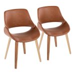 Fabrico Zebra/Camel Faux Leather Mid-Century Modern Dining Chairs (Set of 2)