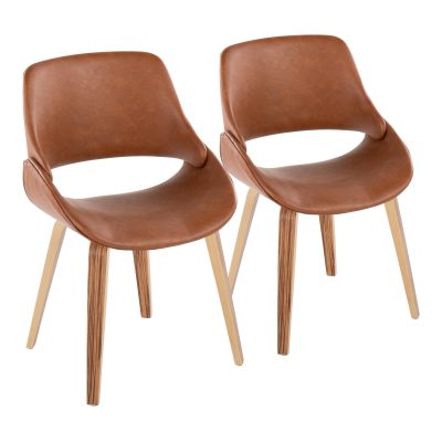 Fabrico Zebra/Camel Faux Leather Mid-Century Modern Dining Chairs (Set of 2)
