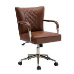 Fabrizius Brown Vegan Leather Diamond Tufted Swivel Task Chair 7 Fabrizius Brown Vegan Leather Diamond Tufted Swivel Task Chair