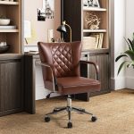 Fabrizius Brown Vegan Leather Diamond Tufted Swivel Task Chair 6 Fabrizius Brown Vegan Leather Diamond Tufted Swivel Task Chair