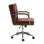 Fabrizius Brown Vegan Leather Diamond Tufted Swivel Task Chair 8 Fabrizius Brown Vegan Leather Diamond Tufted Swivel Task Chair