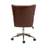Fabrizius Brown Vegan Leather Diamond Tufted Swivel Task Chair 10 Fabrizius Brown Vegan Leather Diamond Tufted Swivel Task Chair
