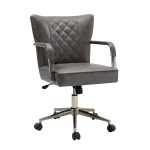 Fabrizius Grey Vegan Leather Diamond Tufted Swivel Task Chair 7 Fabrizius Grey Vegan Leather Diamond Tufted Swivel Task Chair