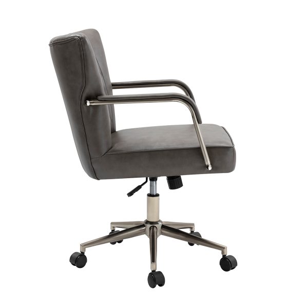 Fabrizius Grey Vegan Leather Diamond Tufted Swivel Task Chair 2