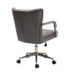Fabrizius Grey Vegan Leather Diamond Tufted Swivel Task Chair 9 Fabrizius Grey Vegan Leather Diamond Tufted Swivel Task Chair
