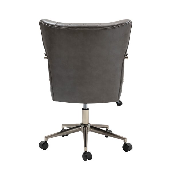Fabrizius Grey Vegan Leather Diamond Tufted Swivel Task Chair 4