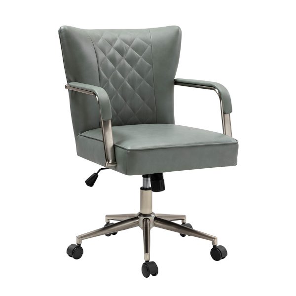 Fabrizius Sage Vegan Leather Diamond Tufted Swivel Task Chair 1