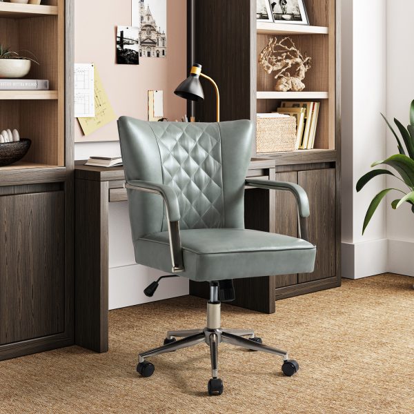 Fabrizius Sage Vegan Leather Diamond Tufted Swivel Task Chair