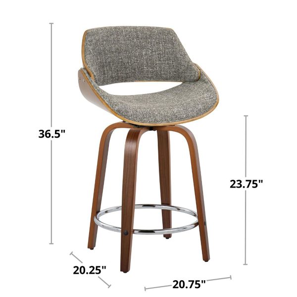 Fabrizzi 24 Mid Century Grey Swivel Counter Stools Set of 2 10