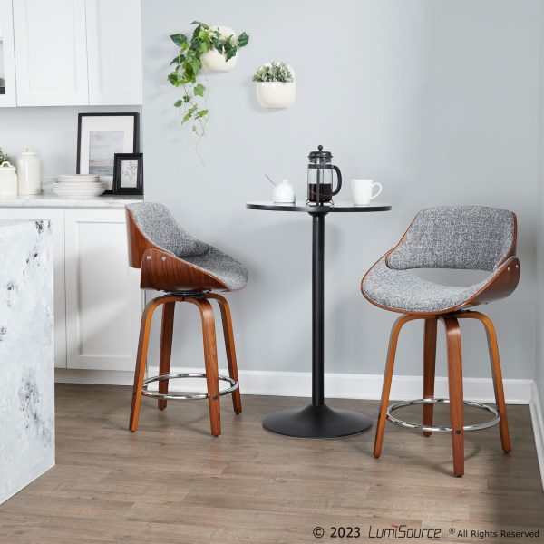 Fabrizzi 24 Mid Century Grey Swivel Counter Stools Set of 2 2