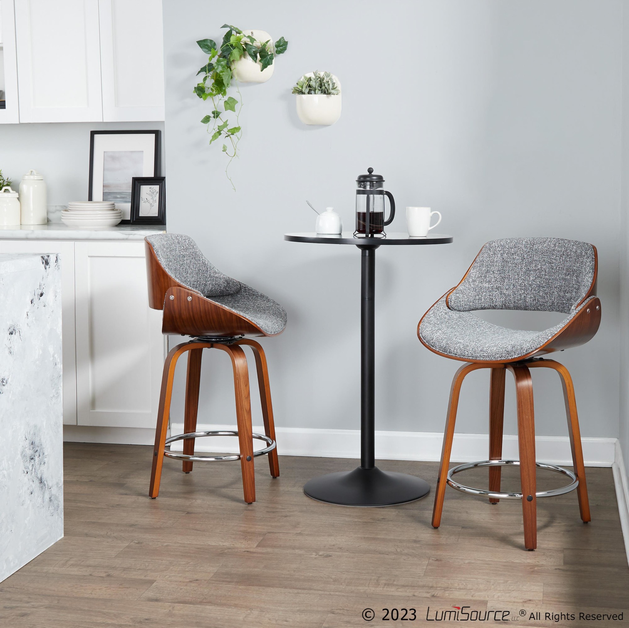 Fabrizzi 24 Mid-Century Grey Swivel Counter Stools (Set of 2) 3 Fabrizzi 24 Mid-Century Grey Swivel Counter Stools (Set of 2) - Image 3