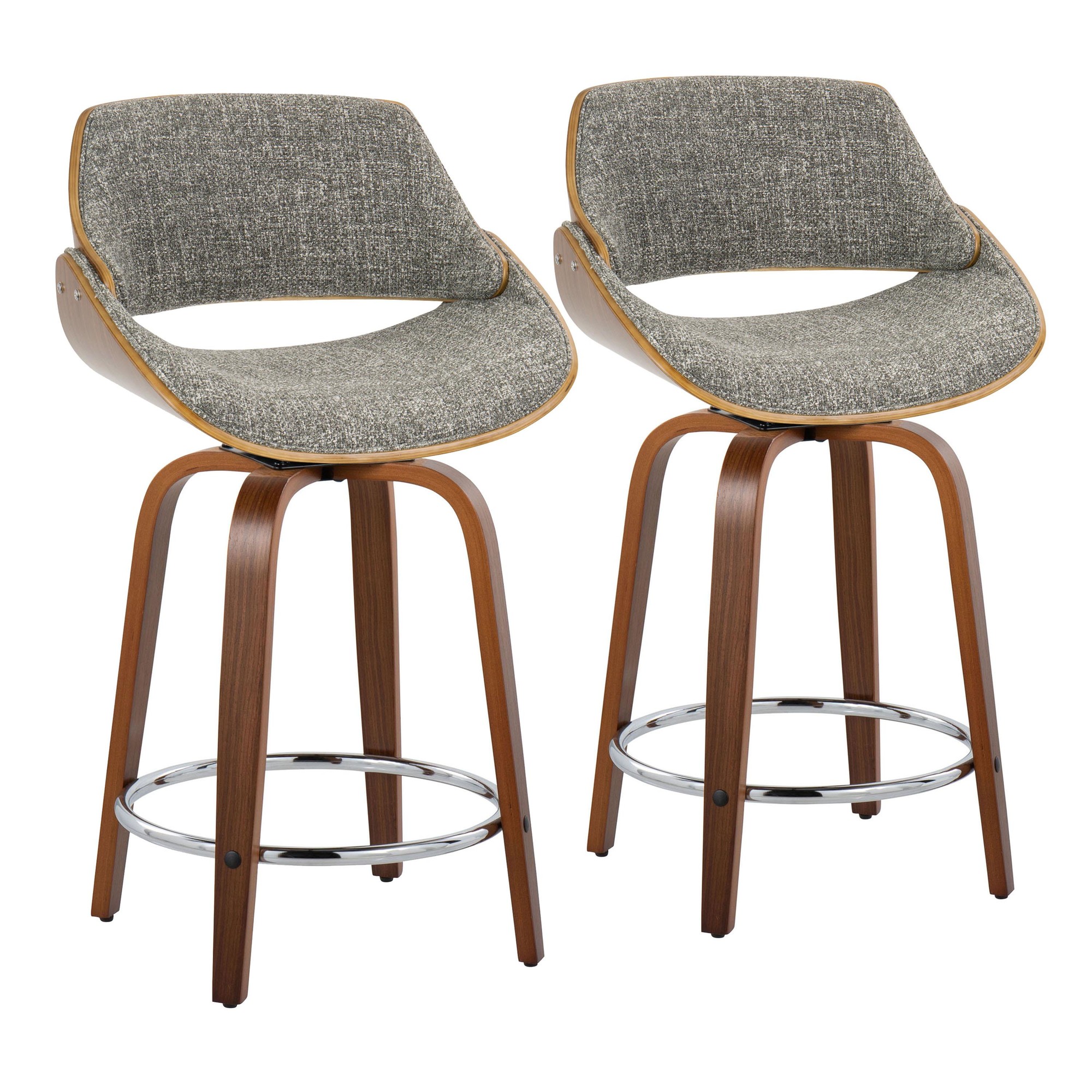 Fabrizzi 24 Mid-Century Grey Swivel Counter Stools (Set of 2) 5 Fabrizzi 24 Mid-Century Grey Swivel Counter Stools (Set of 2) - Image 5