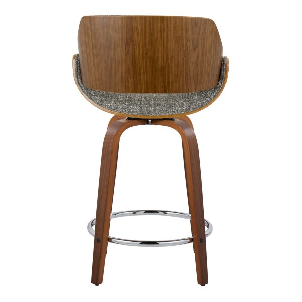Fabrizzi 24 Mid Century Grey Swivel Counter Stools Set of 2 8