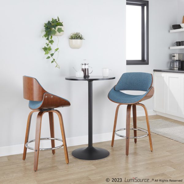 Fabrizzi 26 Inch Blue Mid Century Modern Swivel Counter Stool Set of 2 1
