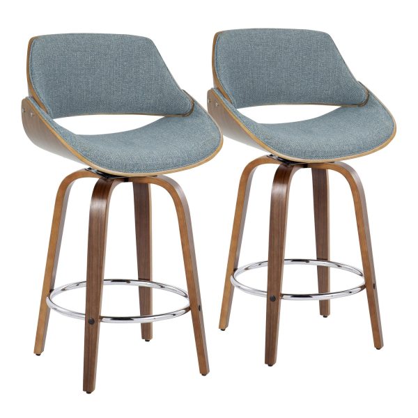 Fabrizzi 26 Inch Blue Mid Century Modern Swivel Counter Stool Set of 2 4