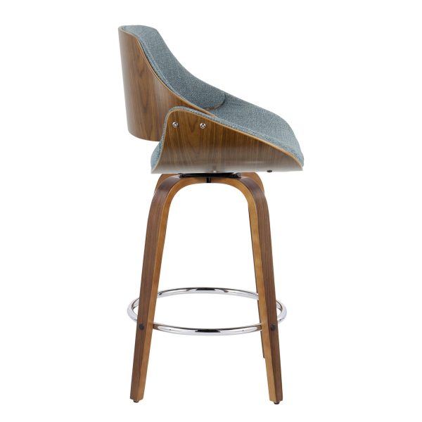 Fabrizzi 26 Inch Blue Mid Century Modern Swivel Counter Stool Set of 2 6