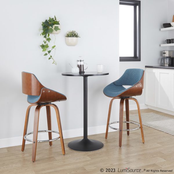 Fabrizzi 26 Inch Blue Mid Century Modern Swivel Counter Stool Set of 2