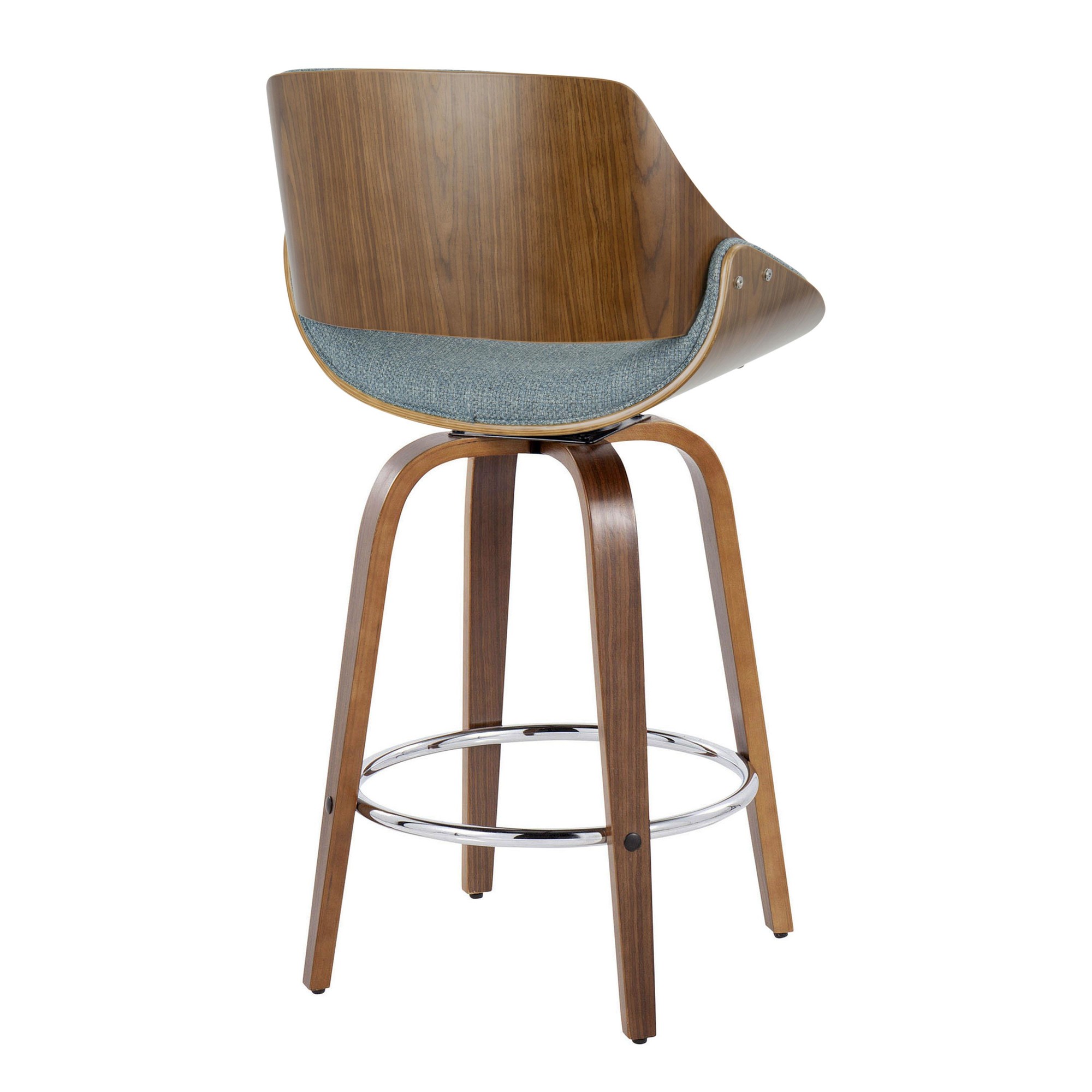 Fabrizzi 26-Inch Blue Mid-Century Modern Swivel Counter Stool (Set of 2) 8 Fabrizzi 26-Inch Blue Mid-Century Modern Swivel Counter Stool (Set of 2) - Image 8