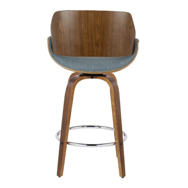 Fabrizzi 26 Inch Blue Mid Century Modern Swivel Counter Stool Set of 2 8