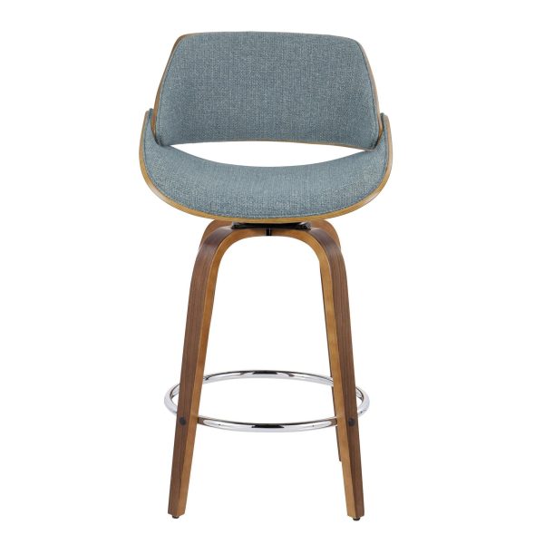 Fabrizzi 26 Inch Blue Mid Century Modern Swivel Counter Stool Set of 2 9