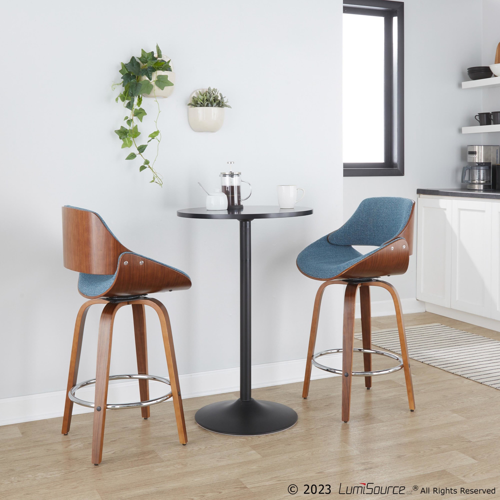 Fabrizzi 26-Inch Blue Mid-Century Modern Swivel Counter Stool (Set of 2) 1 Fabrizzi 26-Inch Blue Mid-Century Modern Swivel Counter Stool (Set of 2)