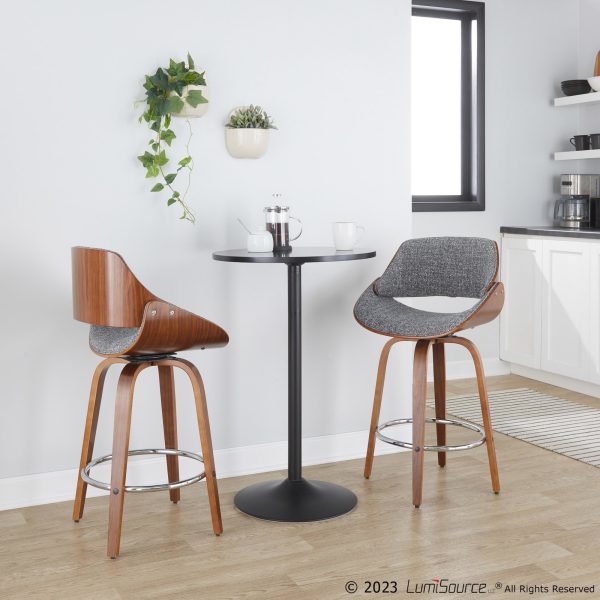 Fabrizzi 26 Inch Mid Century Modern Grey Swivel Counter Stools Set of 2 2